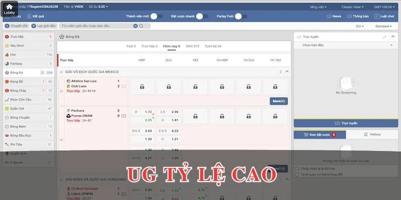 UG - Sảnh thể thao EV88 có tỷ lệ cao